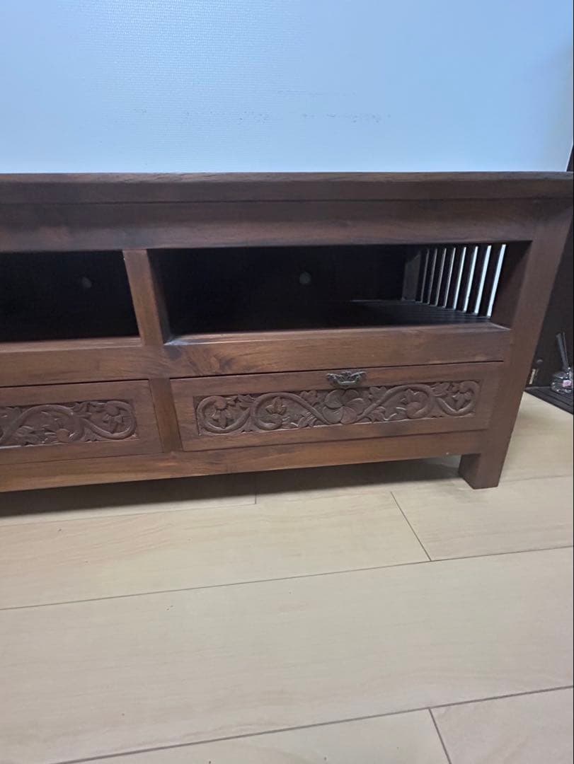 木製彫刻入りテレビ台　アジアンテイストボード　アジアン雑貨　木製テレビボード
