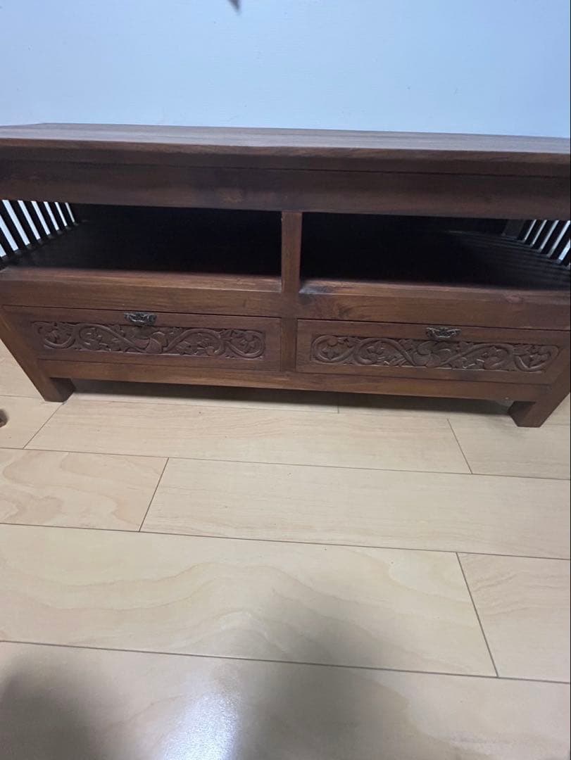 木製彫刻入りテレビ台　アジアンテイストボード　アジアン雑貨　木製テレビボード