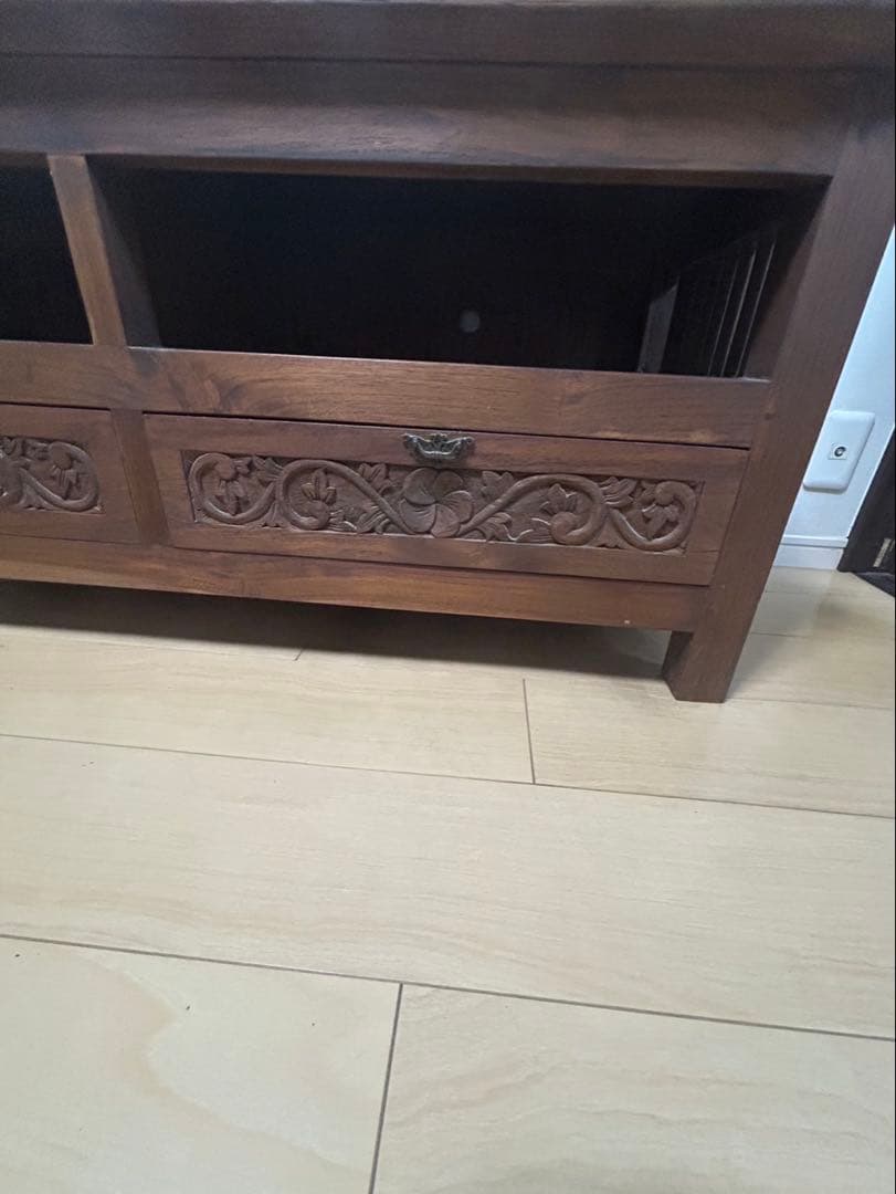 木製彫刻入りテレビ台　アジアンテイストボード　アジアン雑貨　木製テレビボード