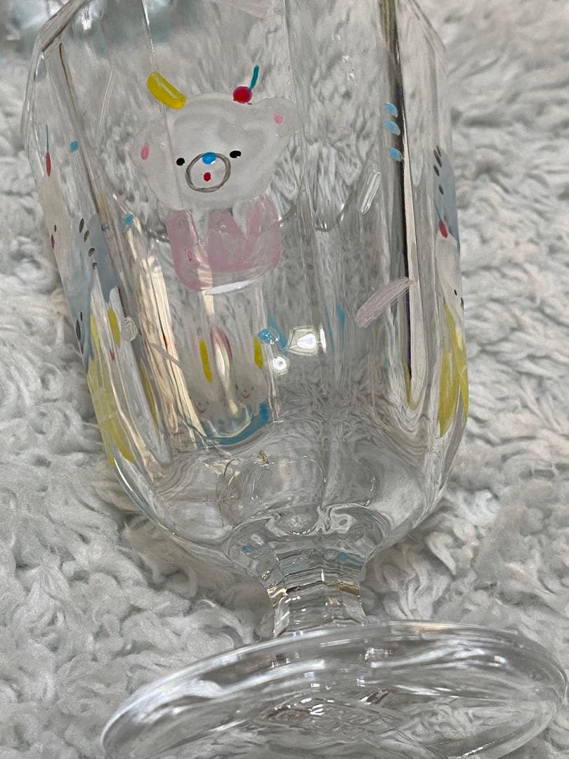 絵付けガラス作家　hey flower ガラスコップ　コアラ　いぬ　うさぎ　くま
