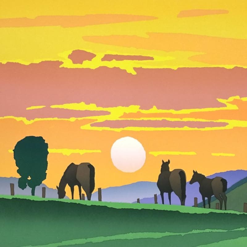 ☆藤倉英幸☆ 「 朝が来た 」 シルクスクリーン 全紙　未使用額！