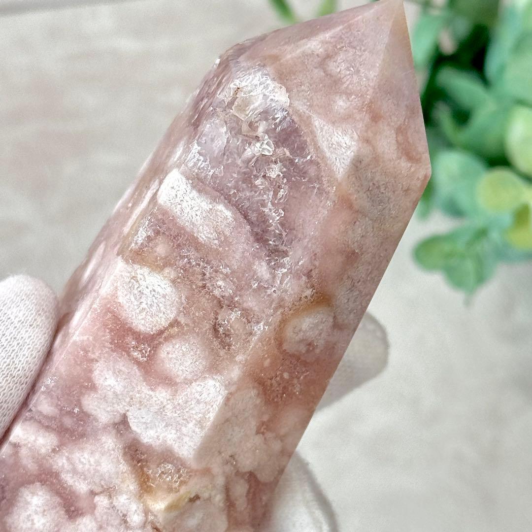 【D232】ぽわわんピンクとザクキラ結晶☆桜瑪瑙 ポイント タワー Bタイプ