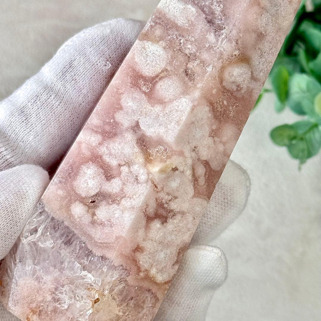 【D232】ぽわわんピンクとザクキラ結晶☆桜瑪瑙 ポイント タワー Bタイプ