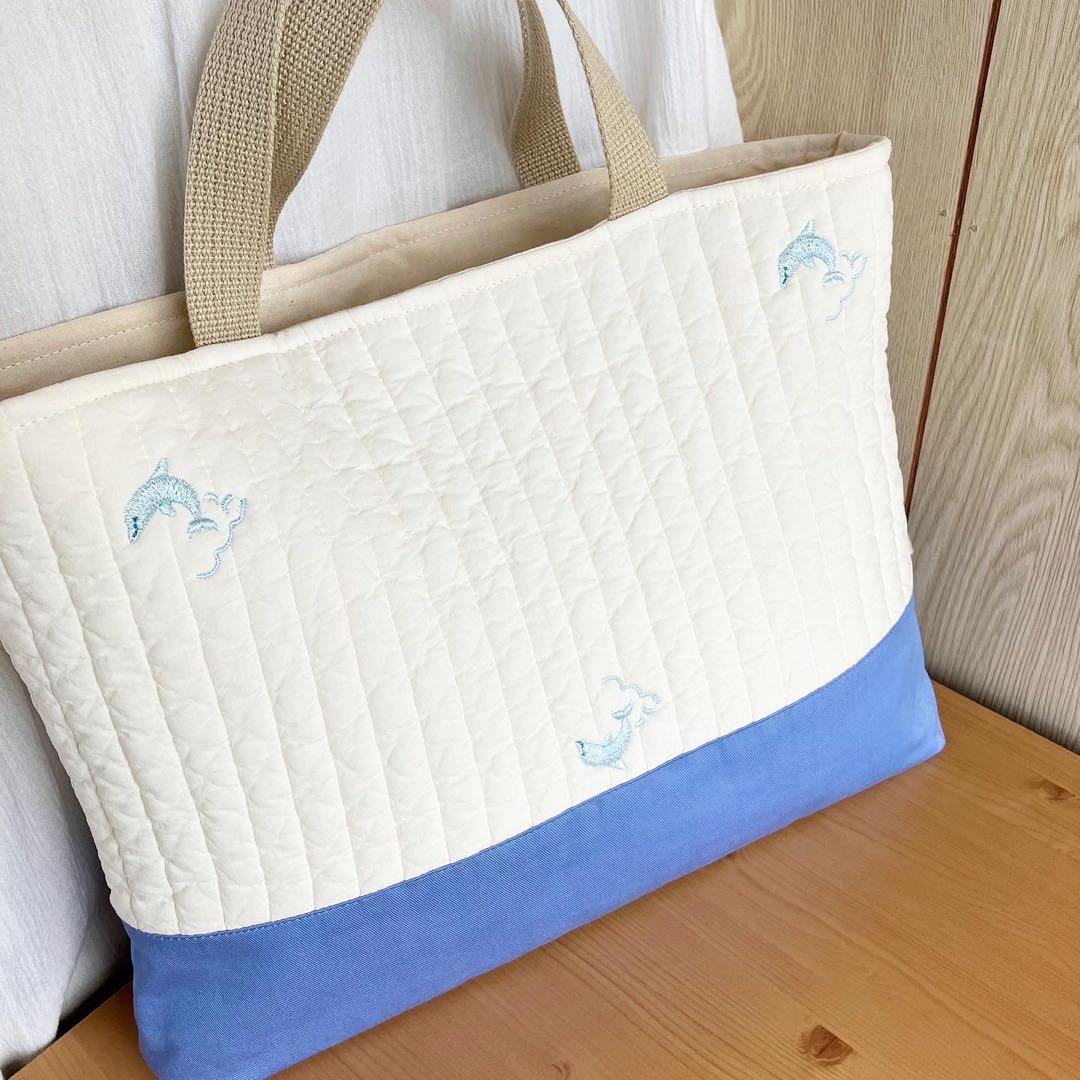 ヌビ　A4 トート　レッスンバック　イブル　イルカ　水色　ブルー　男の子　女の子