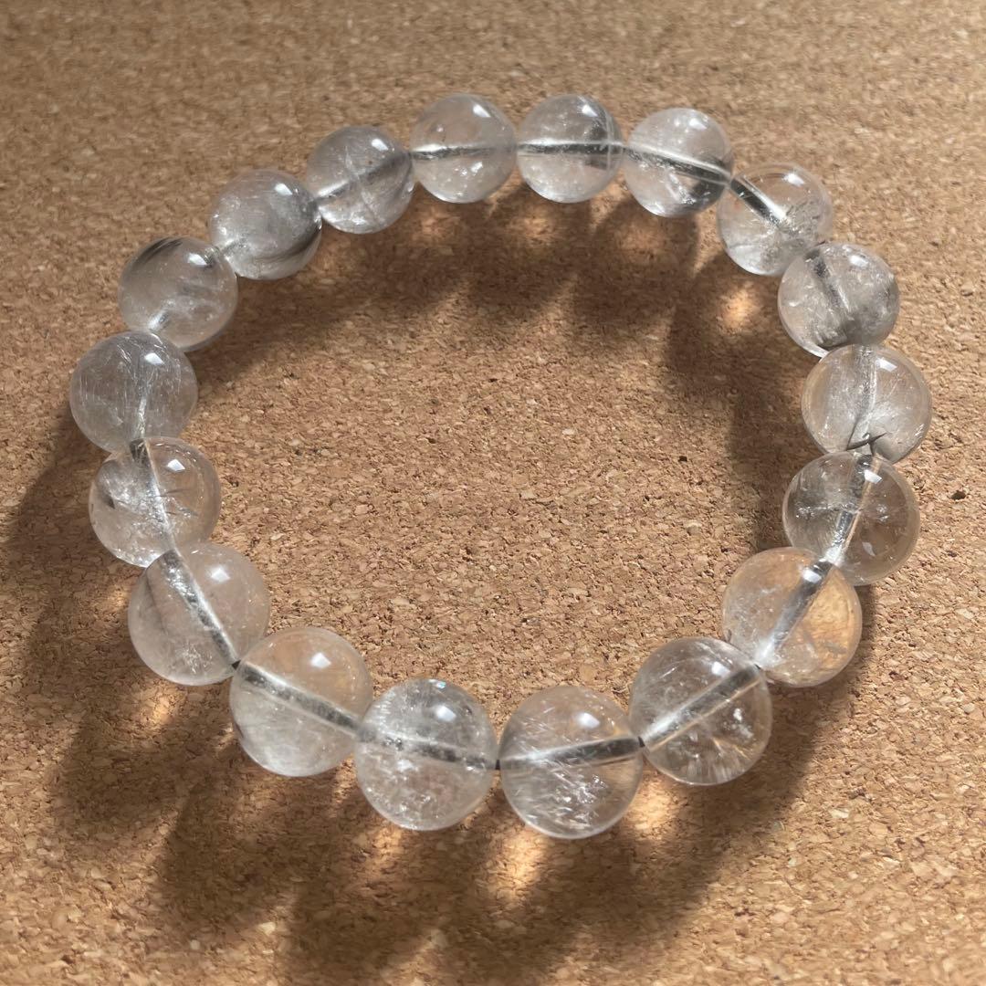 【虹入りあり】プラチナルチルクォーツ ブレス11.5㎜ 17.5㎝ 新春セール中