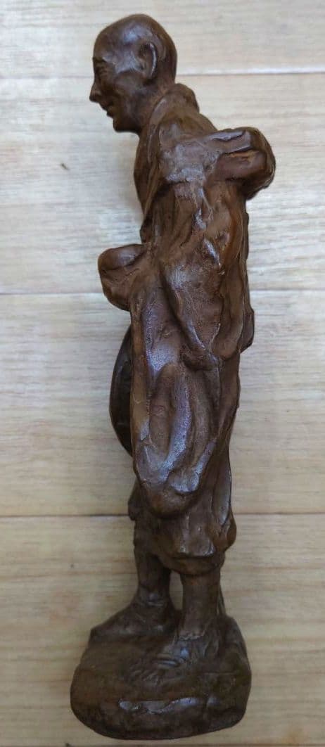 大値下げ◆良寛和尚【たくはつ良寛】滝川毘堂 作◆ネオブロンズ像◆共箱.栞.布付き