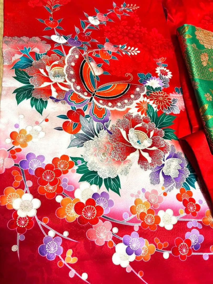 七五三　女児着物襦袢帯3点セット　赤