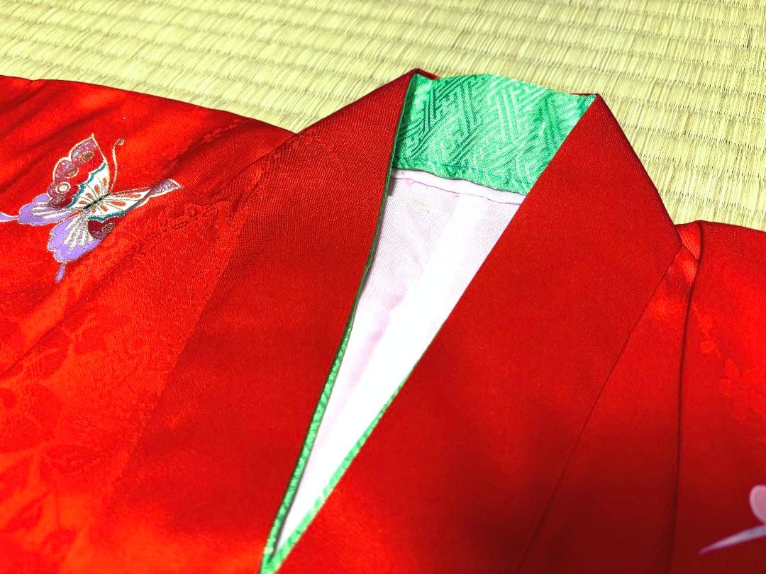 七五三　女児着物襦袢帯3点セット　赤