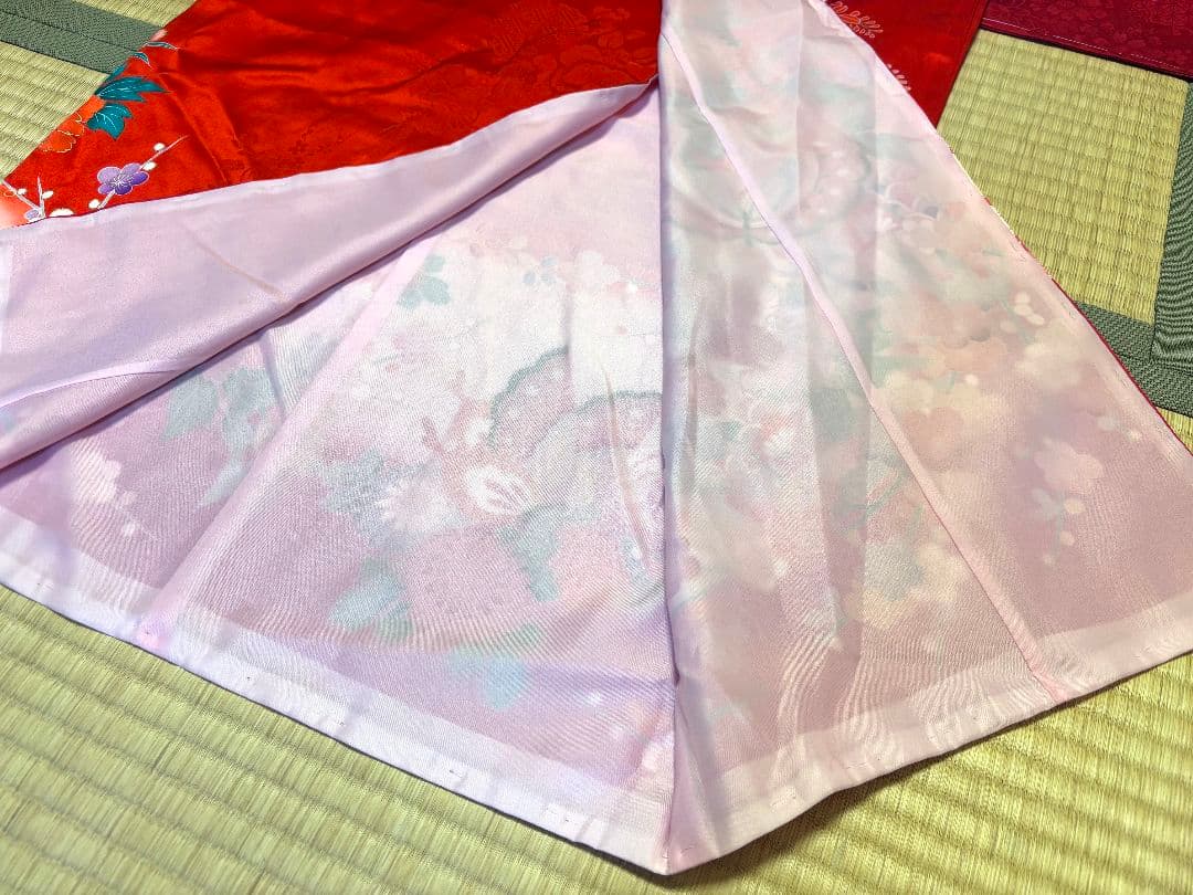 七五三　女児着物襦袢帯3点セット　赤