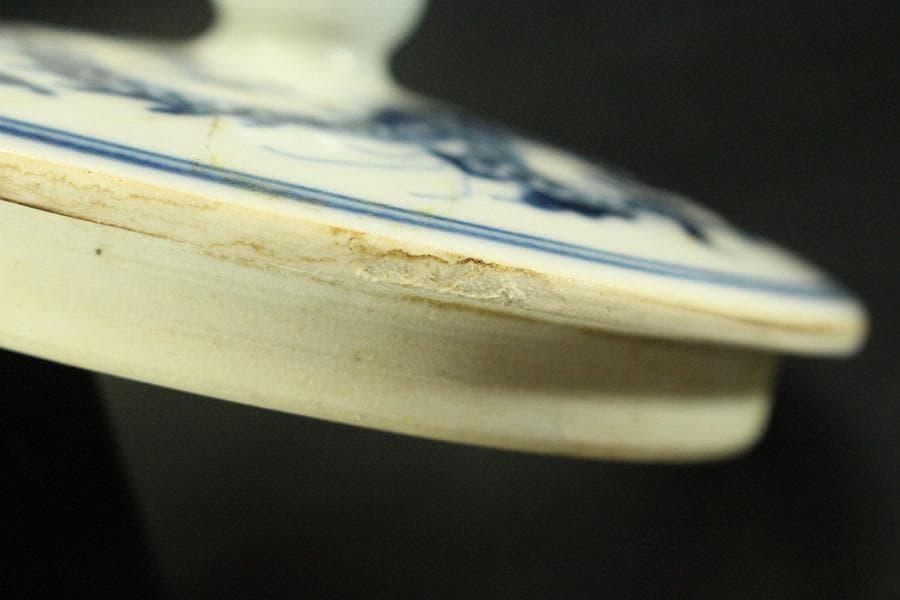 中国美術 染付 龍 蓋壷(ZE843)