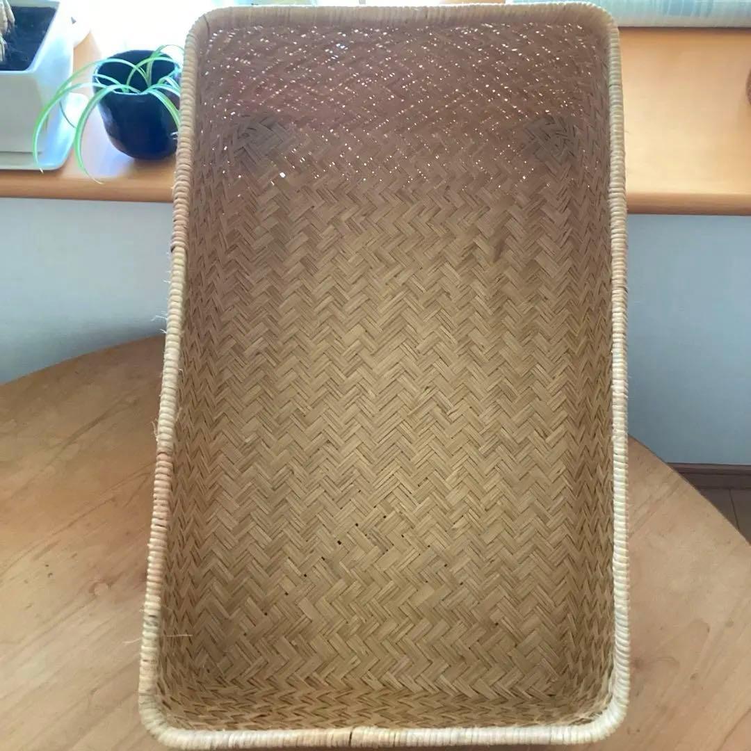 竹行李　鳥越の竹細工　すず竹　約40cm×60cm 高さ24cm