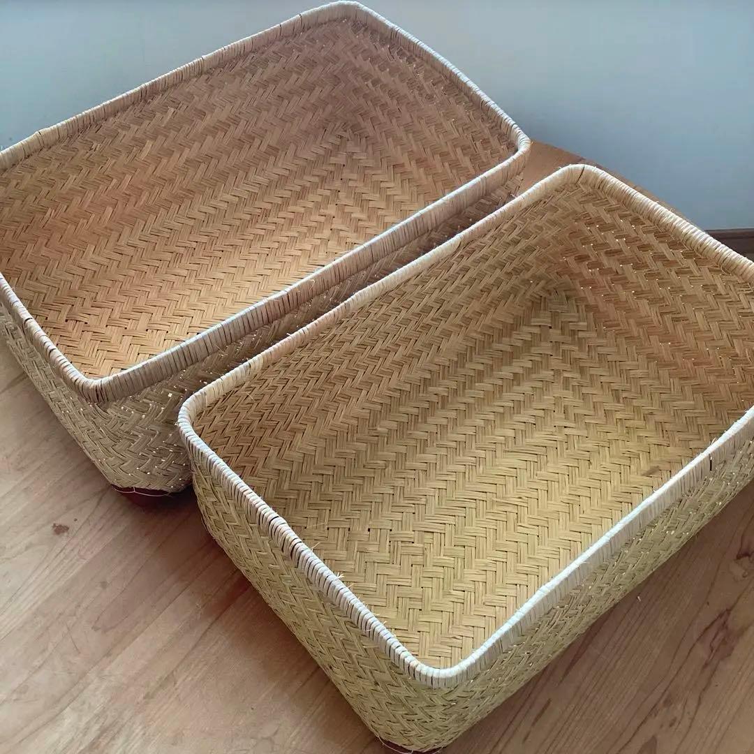 竹行李　鳥越の竹細工　すず竹　約40cm×60cm 高さ24cm