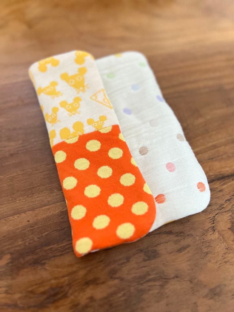 maffon新色ネズミとチーズ＊fuwaraガーゼ＊パッチハンカチ20×20cm