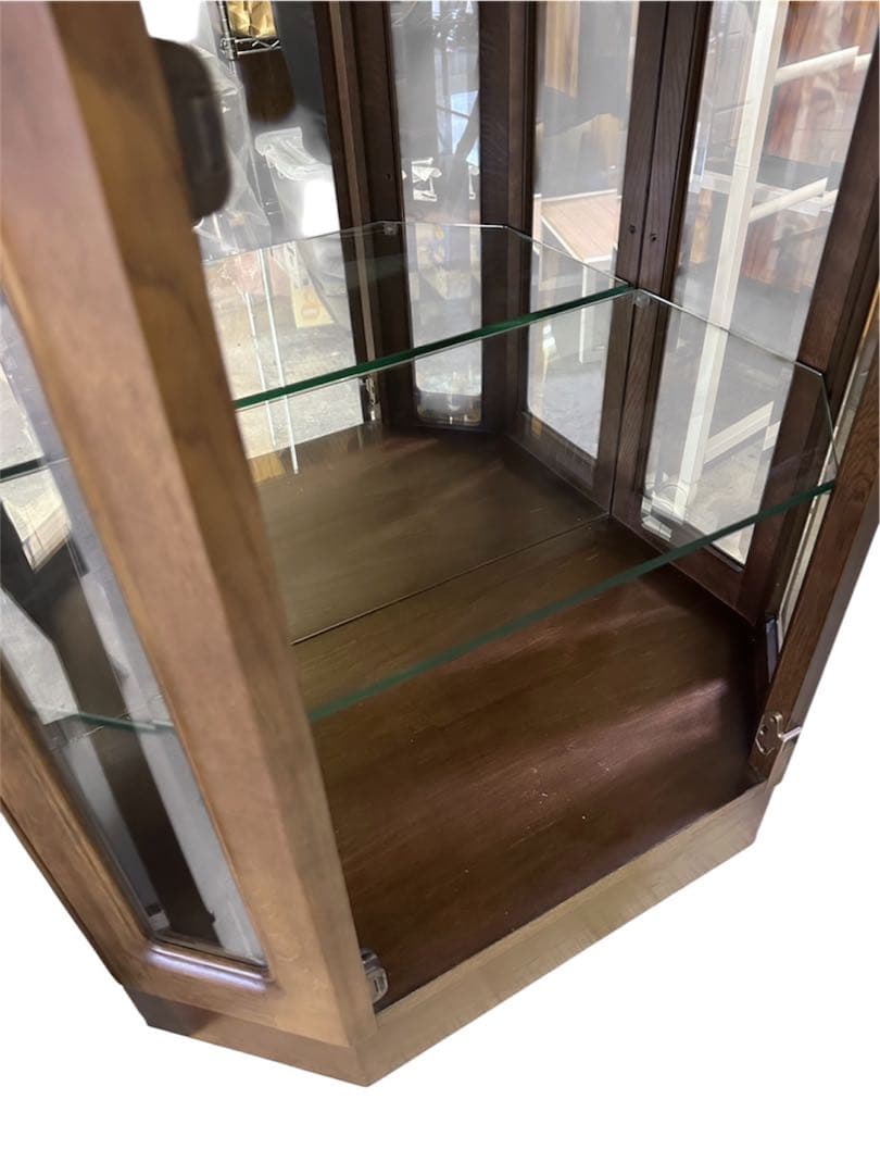 【カリモク キュリオケース】内部照明付き 5面 ガラス 5段 飾り棚 ★美品