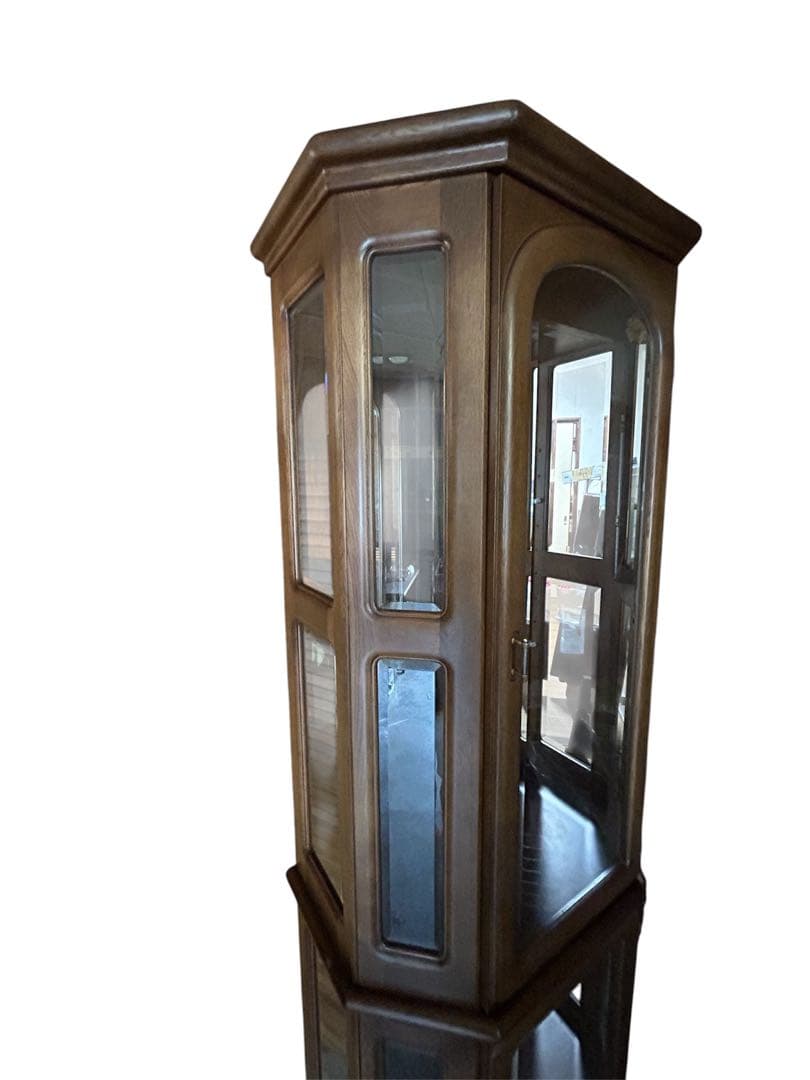 【カリモク キュリオケース】内部照明付き 5面 ガラス 5段 飾り棚 ★美品