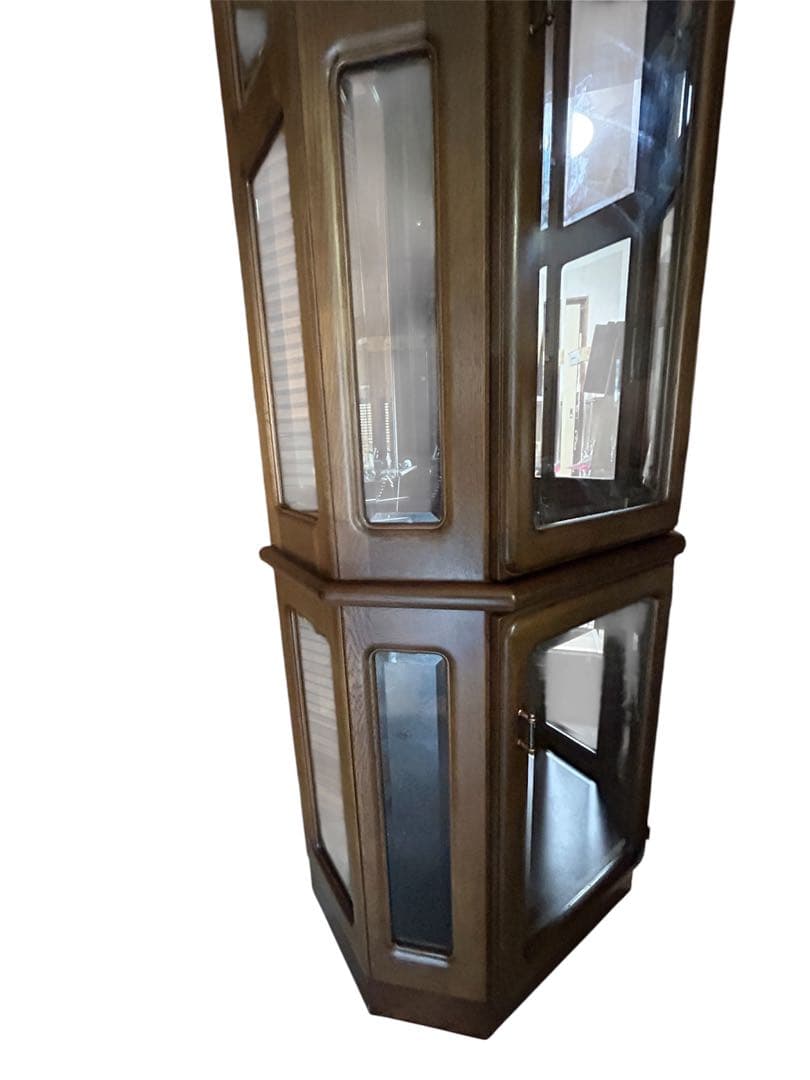 【カリモク キュリオケース】内部照明付き 5面 ガラス 5段 飾り棚 ★美品