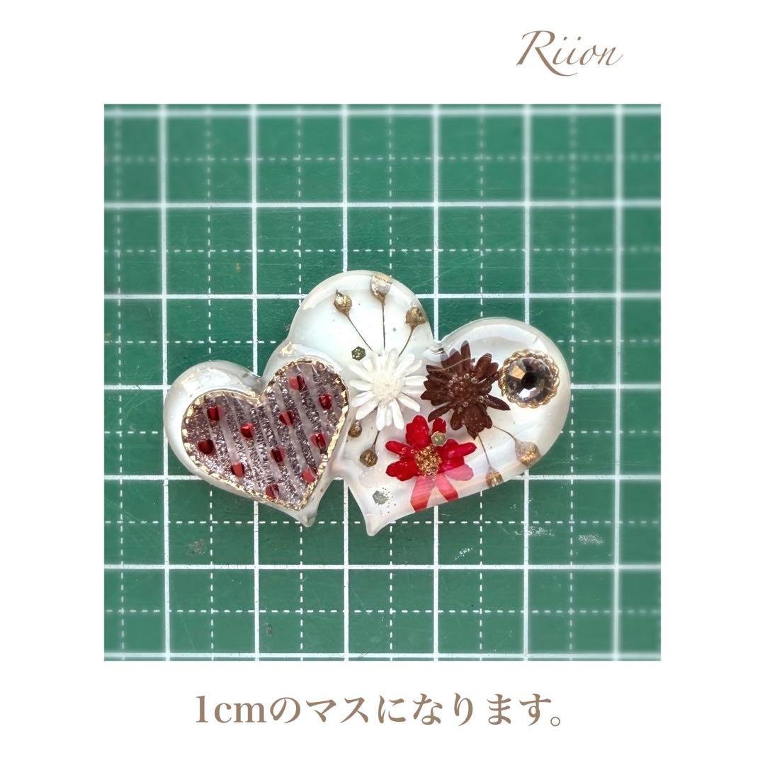 no.1102❤︎‬V・デー‪‪❤︎‬ダブルハートフロラルレジンヘアゴム‪‪❤︎‬②