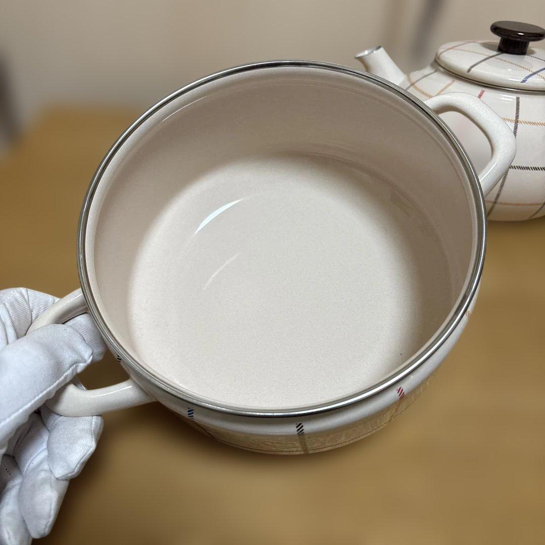 EJIRY エジリー Scotch Check スコッチチェック　両手鍋　ケトル