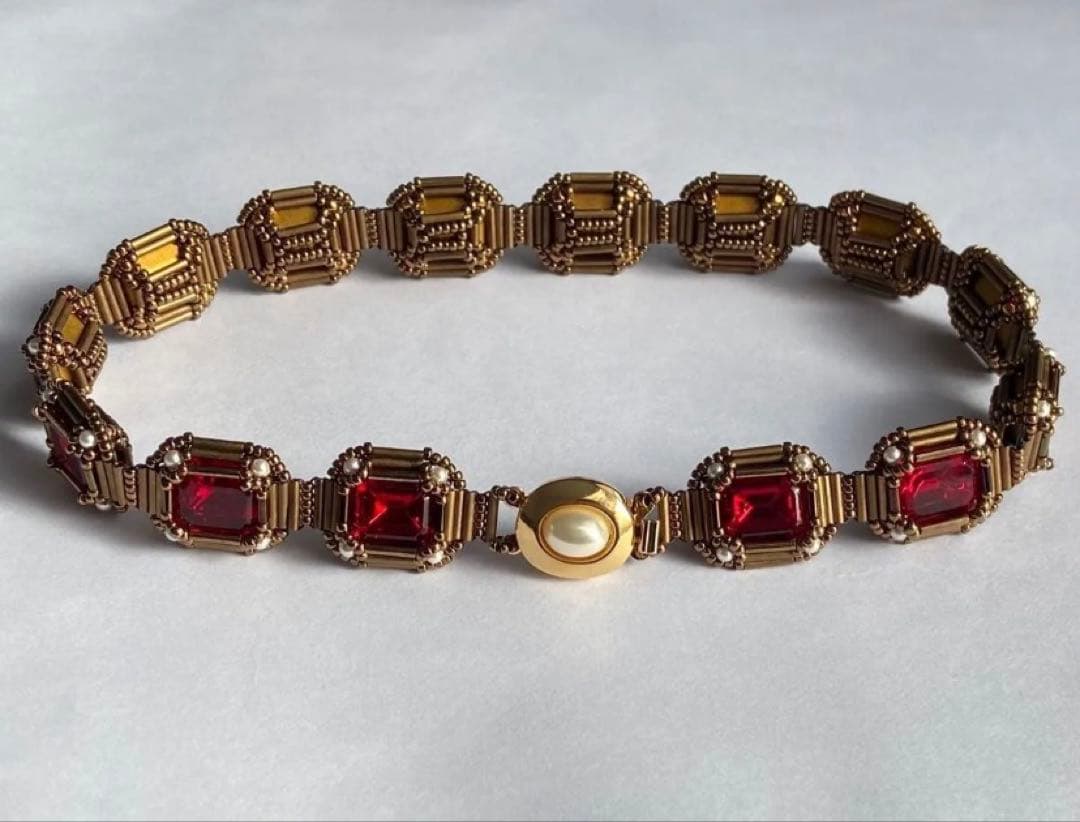 【再販なし】アールデコ チョーカー　ビーズ　ビンテージ　アンティーク　ルビー