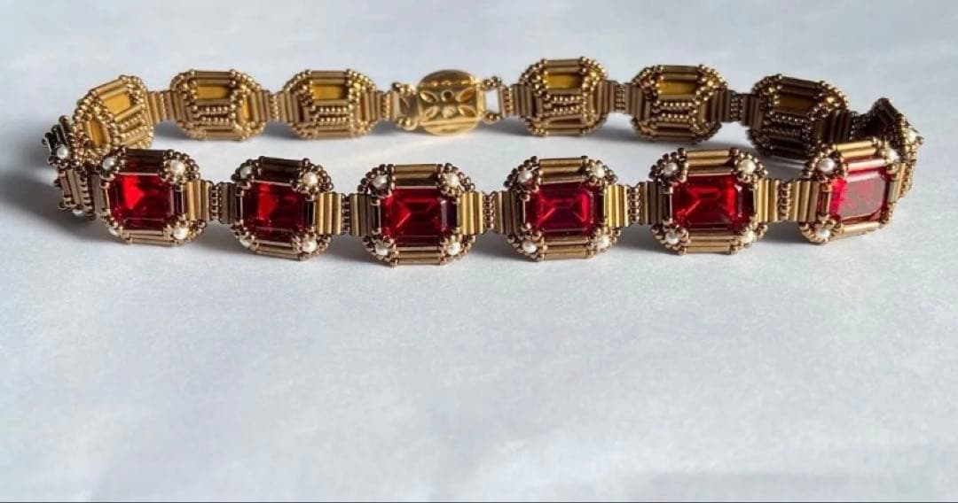 【再販なし】アールデコ チョーカー　ビーズ　ビンテージ　アンティーク　ルビー