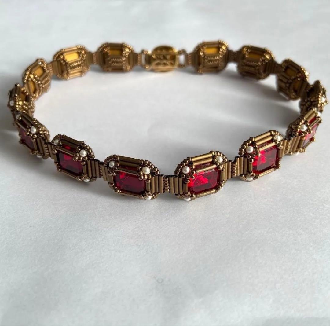 【再販なし】アールデコ チョーカー　ビーズ　ビンテージ　アンティーク　ルビー