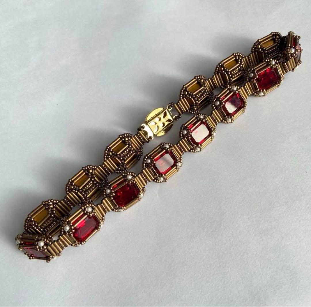 【再販なし】アールデコ チョーカー　ビーズ　ビンテージ　アンティーク　ルビー