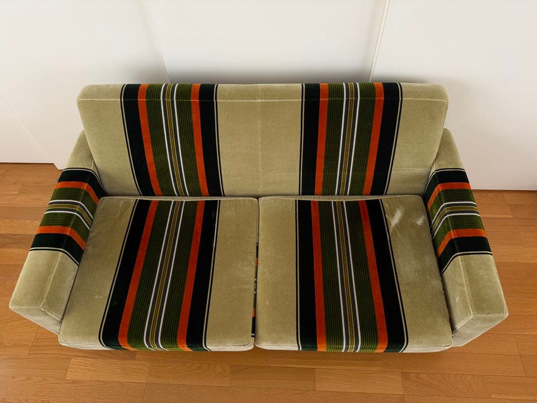 【たのメル便】モケット 2人掛けソファ ミッドセンチュリー 昭和レトロ