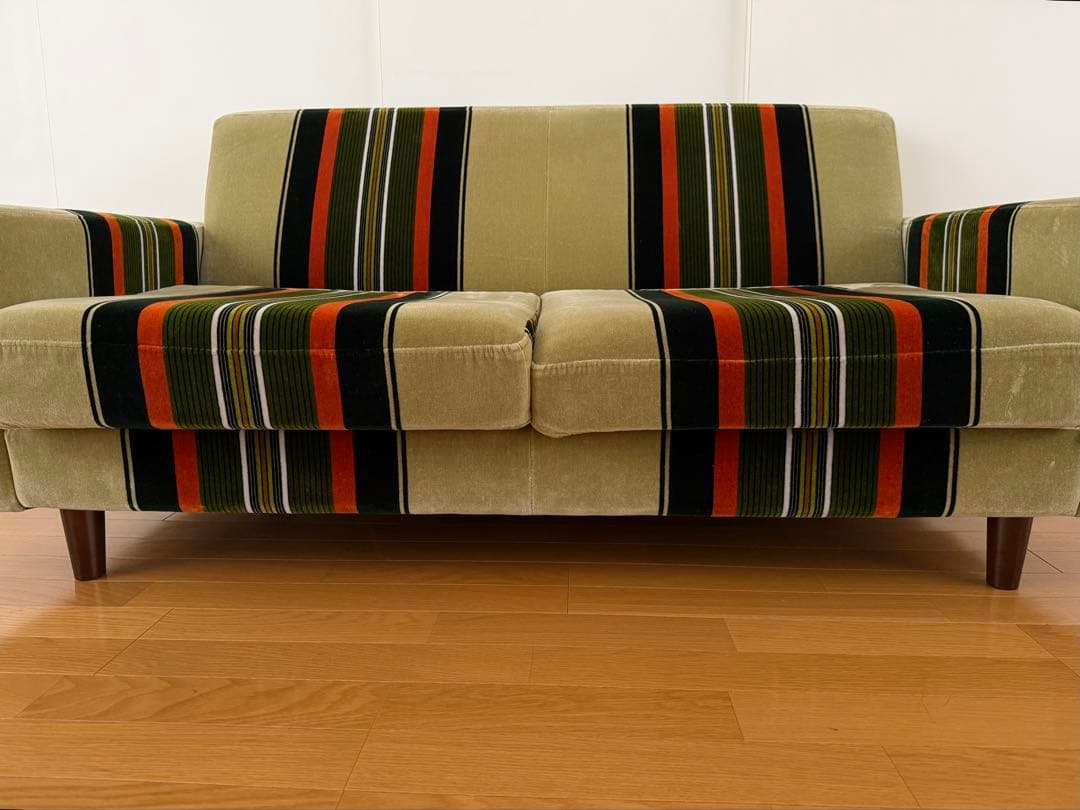 【たのメル便】モケット 2人掛けソファ ミッドセンチュリー 昭和レトロ