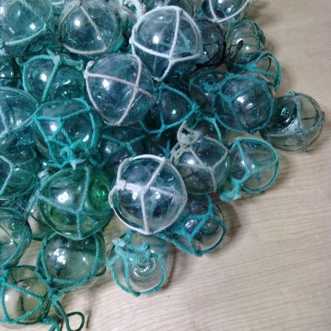 ガラス浮球　浮き玉　ガラス玉　漁具　 ９８個セット　網紐付き