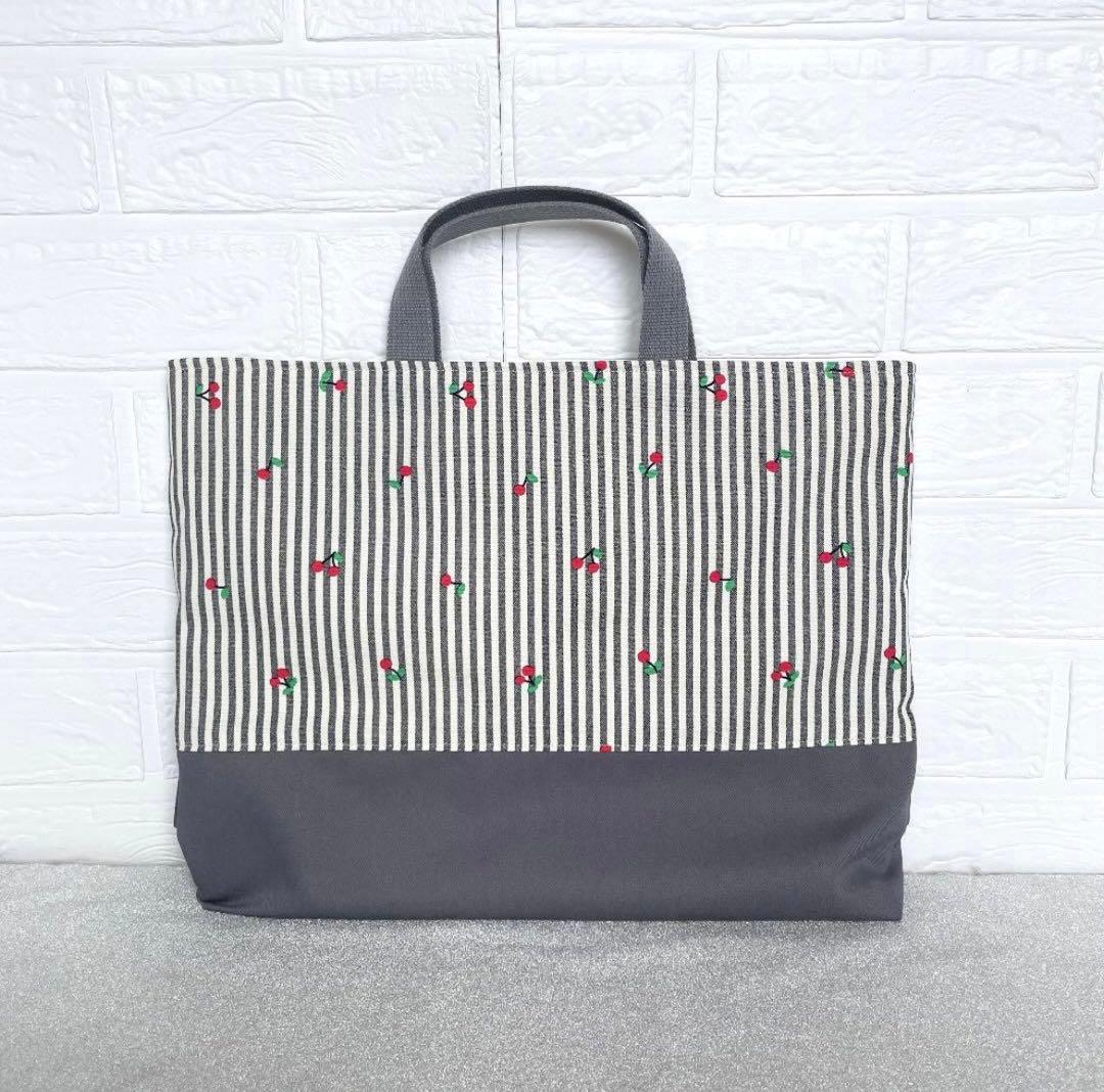 1312 レッスンバッグ　上履き入れ　体操服袋　さくらんぼ　女の子　ハンドメイド