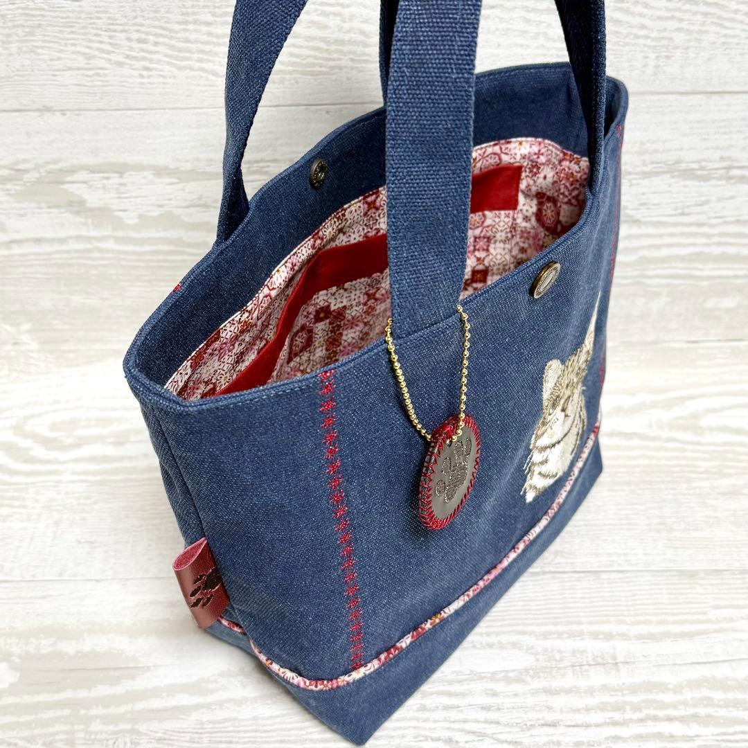 アメリカンショートヘアー刺繍♡ビンテージ帆布のトートバッグ