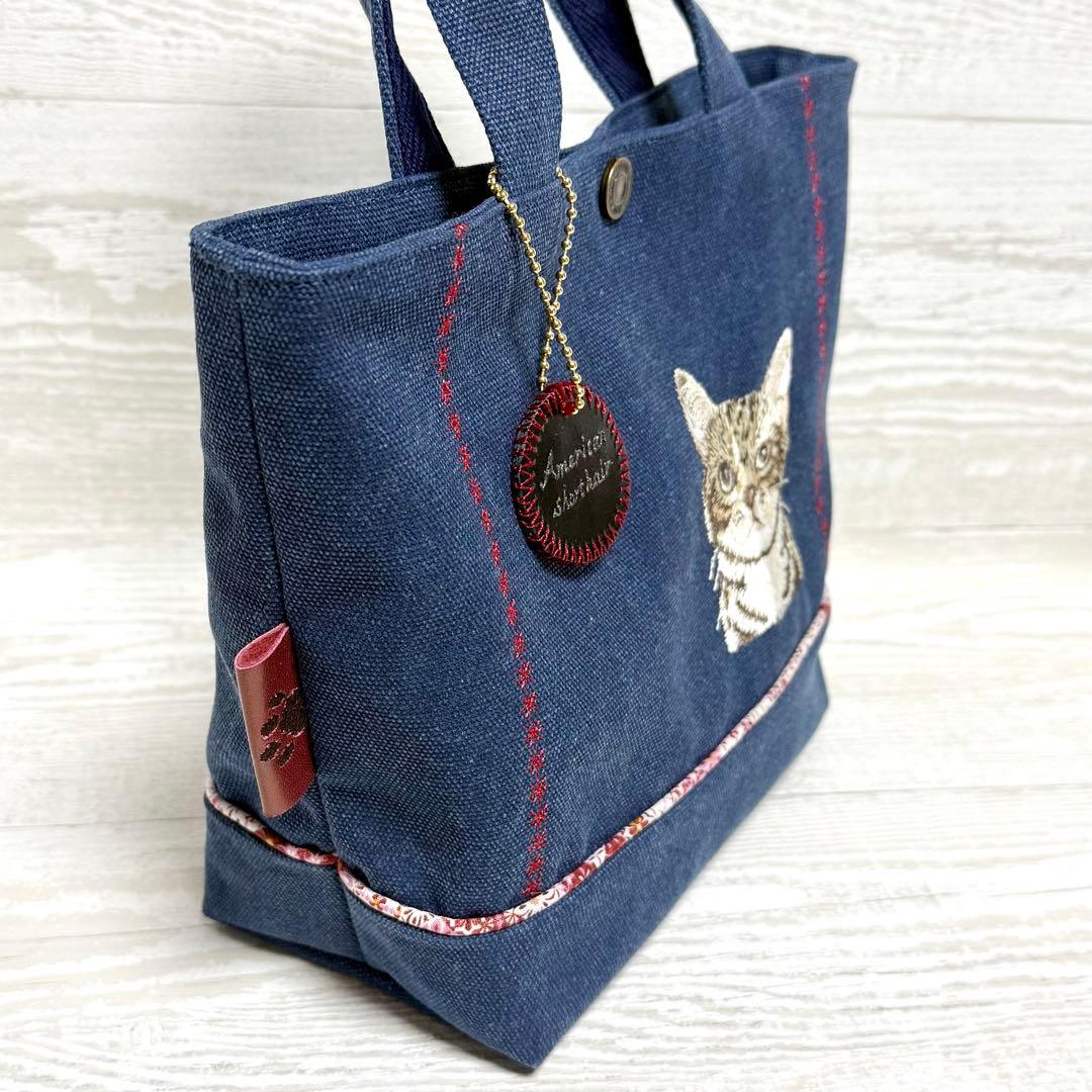 アメリカンショートヘアー刺繍♡ビンテージ帆布のトートバッグ