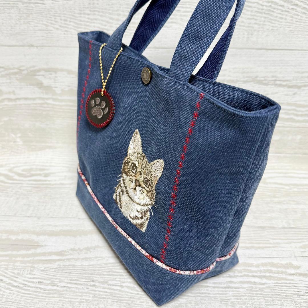 アメリカンショートヘアー刺繍♡ビンテージ帆布のトートバッグ