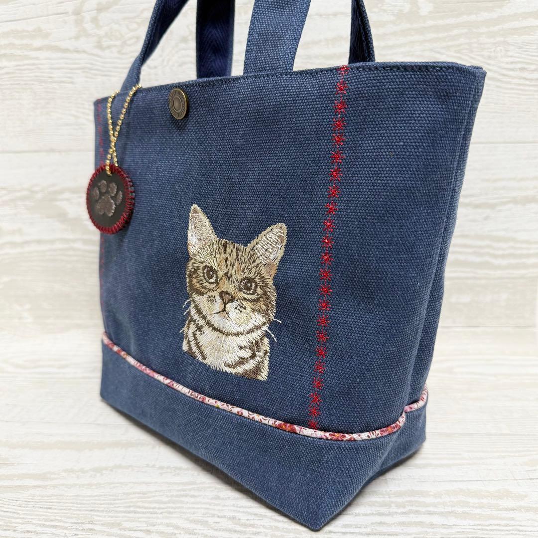 アメリカンショートヘアー刺繍♡ビンテージ帆布のトートバッグ