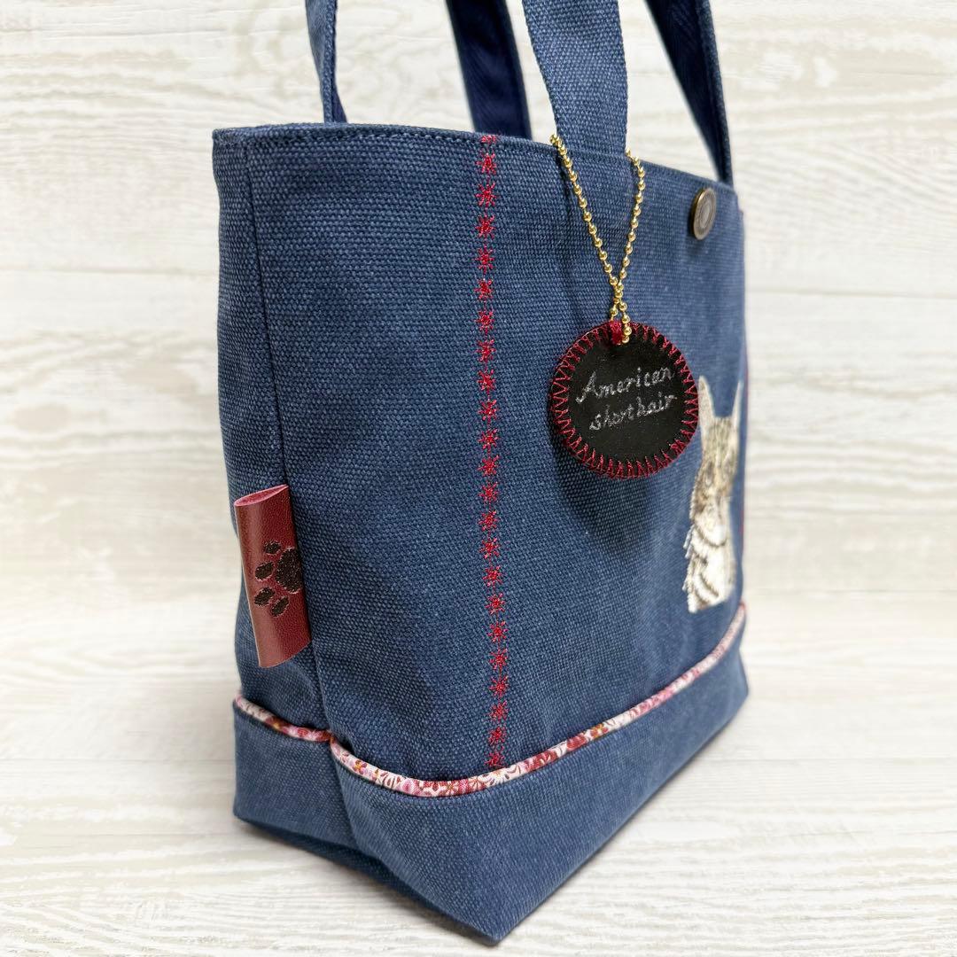 アメリカンショートヘアー刺繍♡ビンテージ帆布のトートバッグ