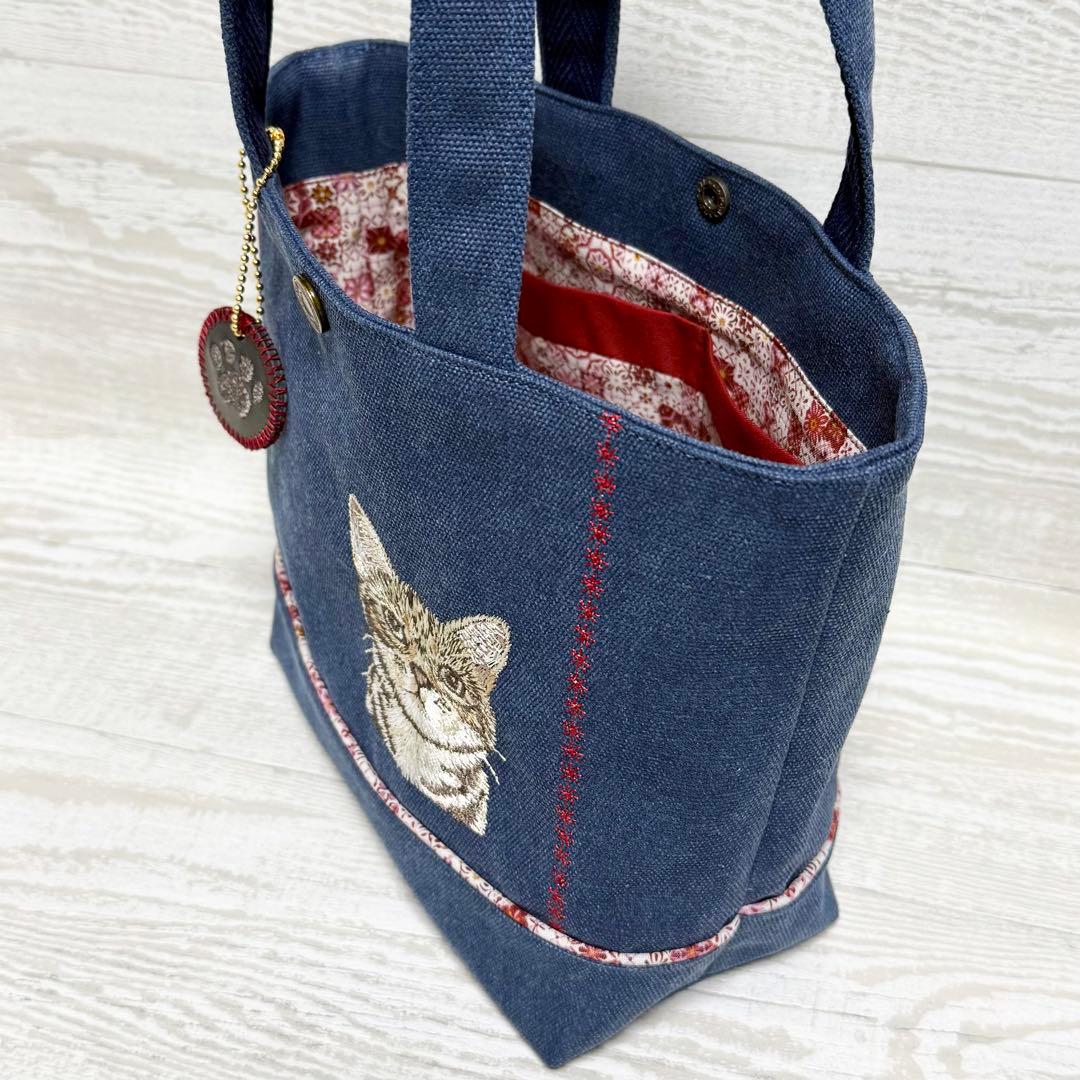 アメリカンショートヘアー刺繍♡ビンテージ帆布のトートバッグ