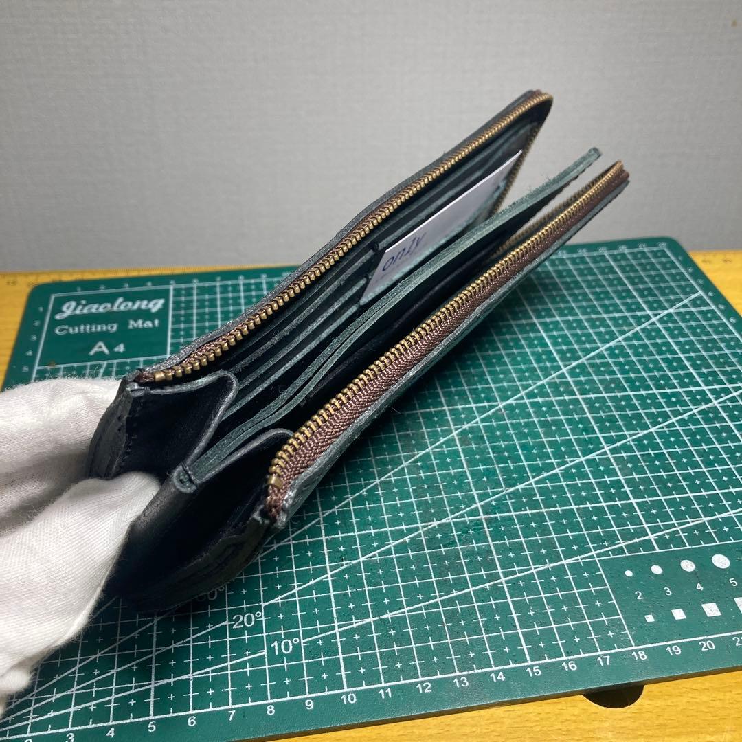 ハンドメイド　ヌメ革　ブラック レザー 長財布