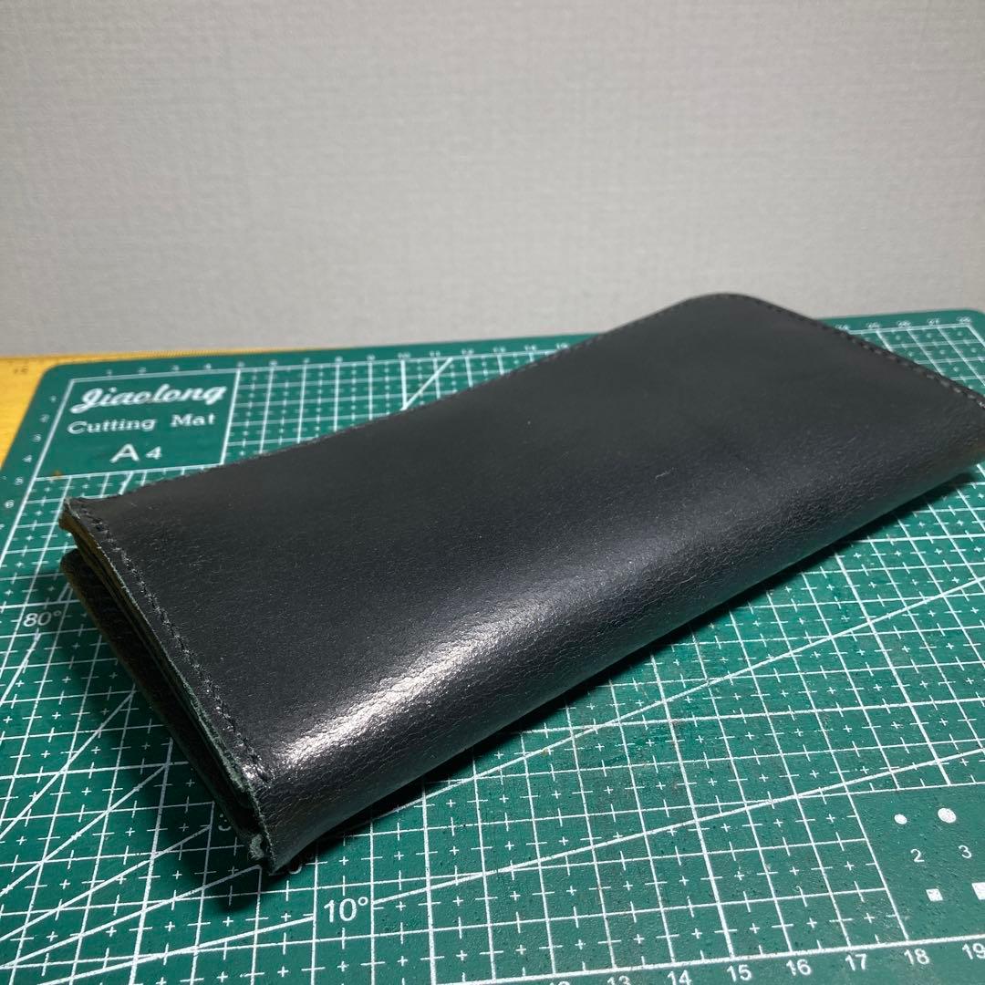 ハンドメイド　ヌメ革　ブラック レザー 長財布