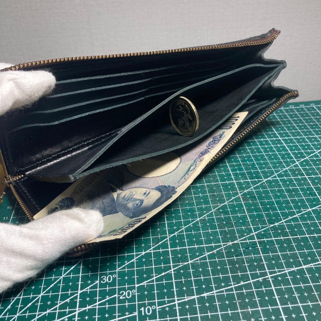 ハンドメイド　ヌメ革　ブラック レザー 長財布