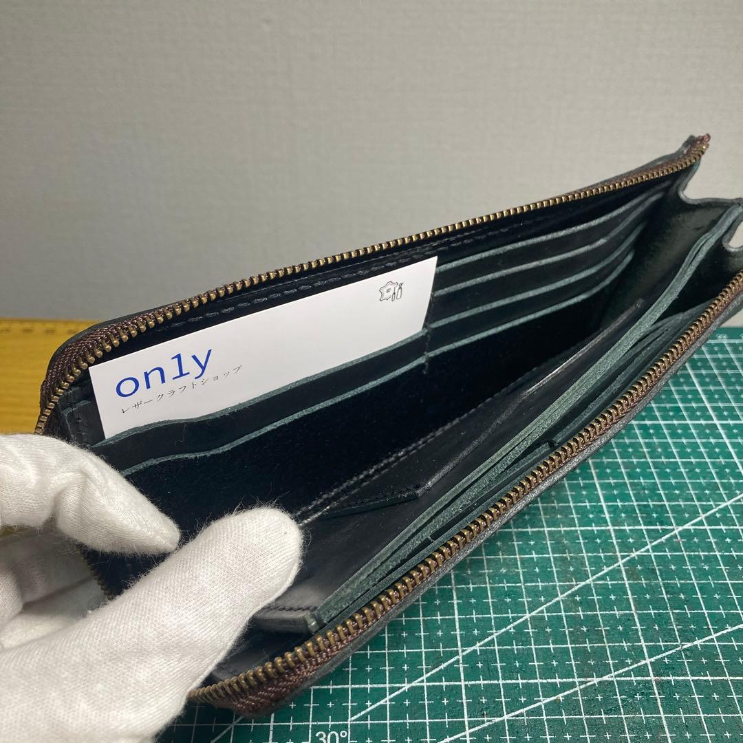 ハンドメイド　ヌメ革　ブラック レザー 長財布