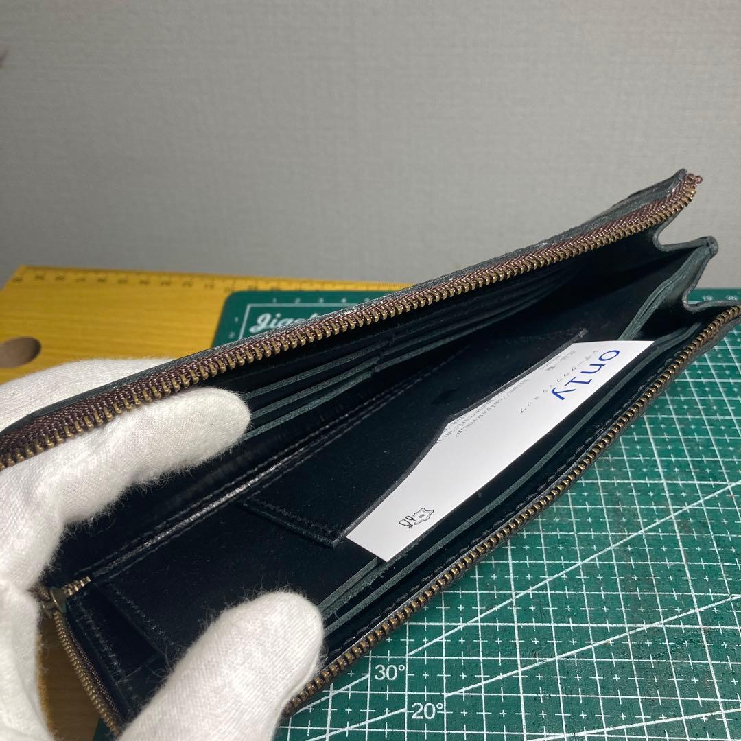 ハンドメイド　ヌメ革　ブラック レザー 長財布