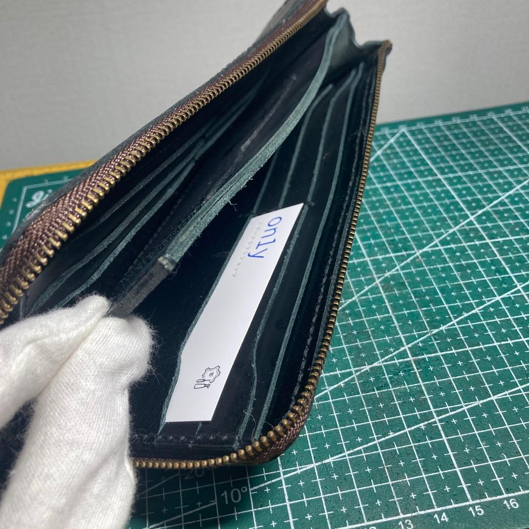 ハンドメイド　ヌメ革　ブラック レザー 長財布