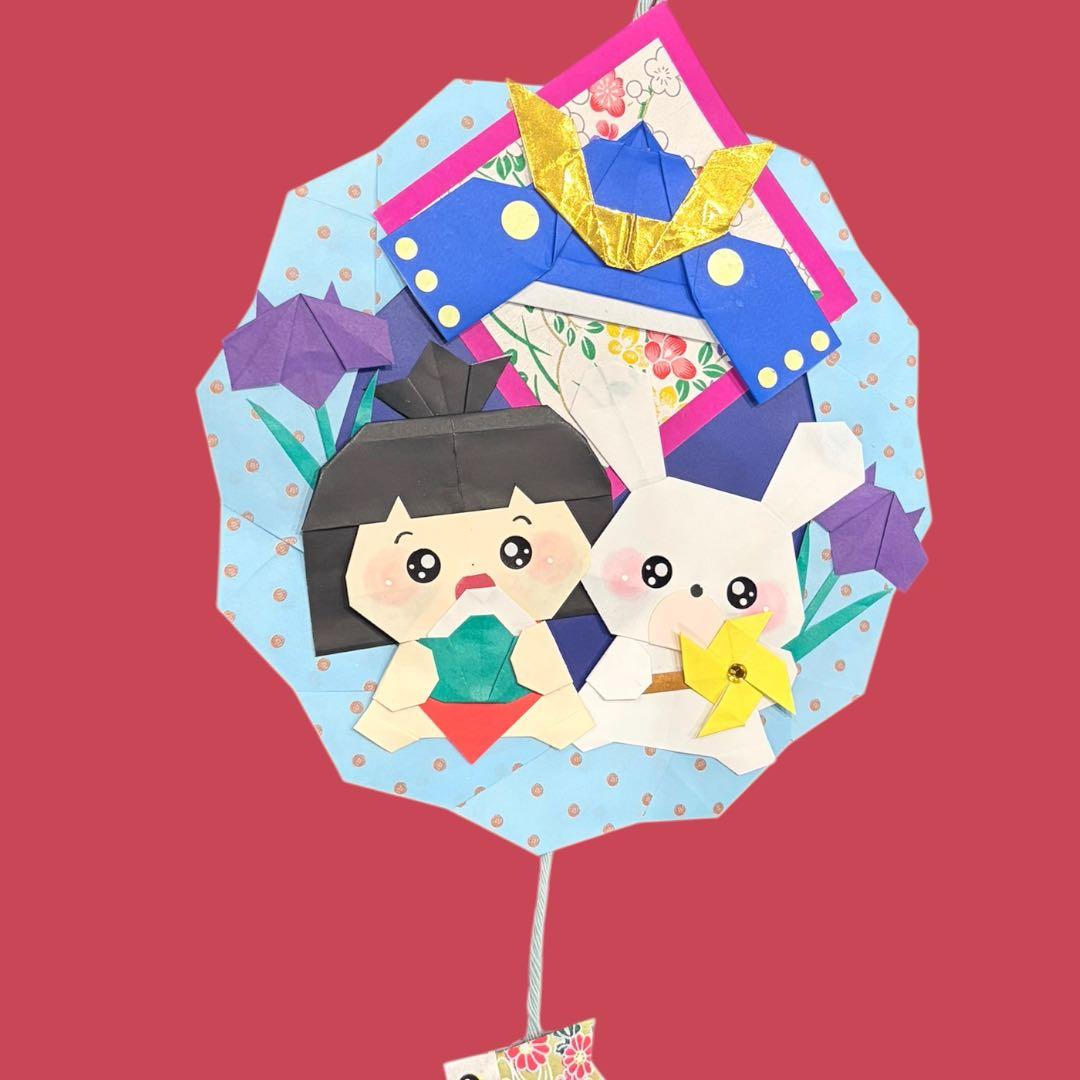 端午の節句（ブルー）5月リース　折り紙リース　幼稚園　介護施設　病院