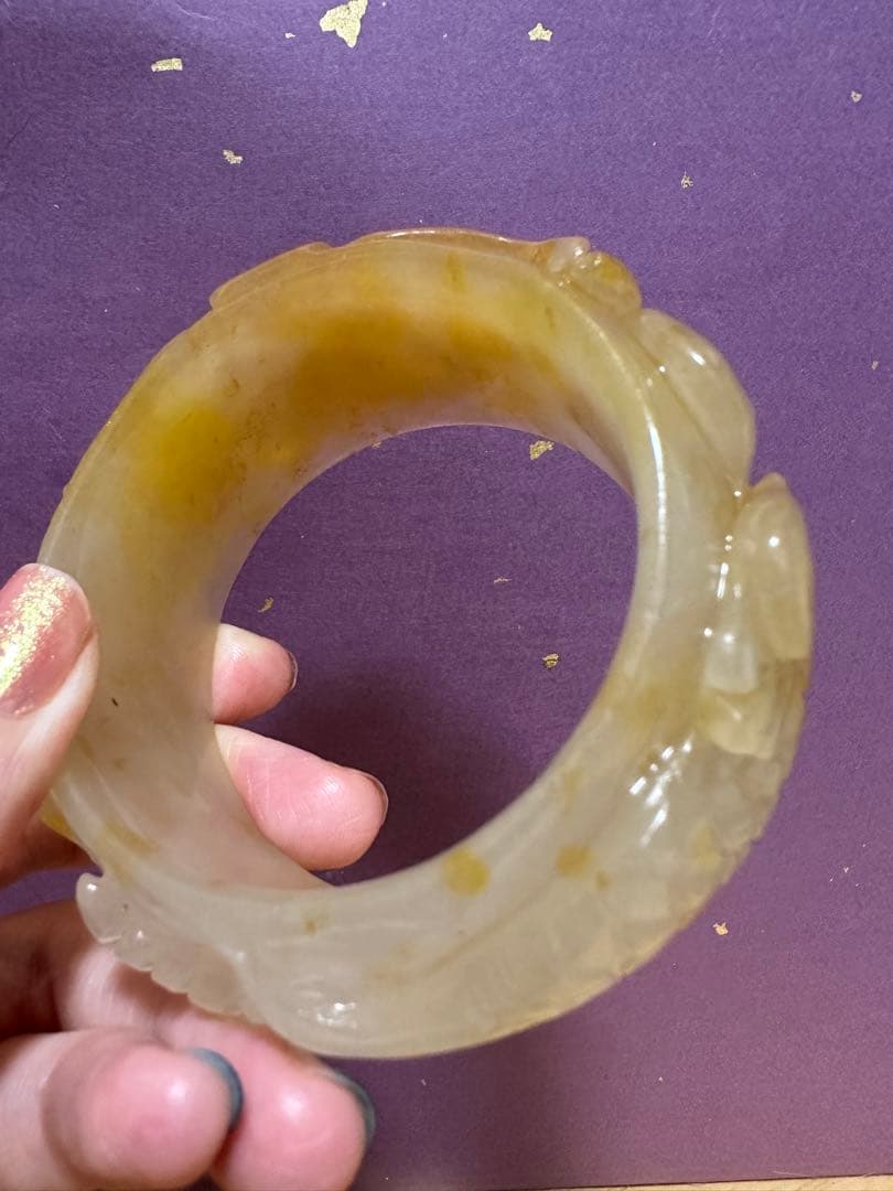 春節祭　魚戯蓮葉間　黄龍玉バングル