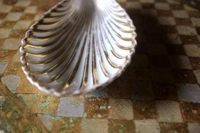 19世紀 金の貝と大きなラヴィエa パリ窯 プレート シェル アンティーク