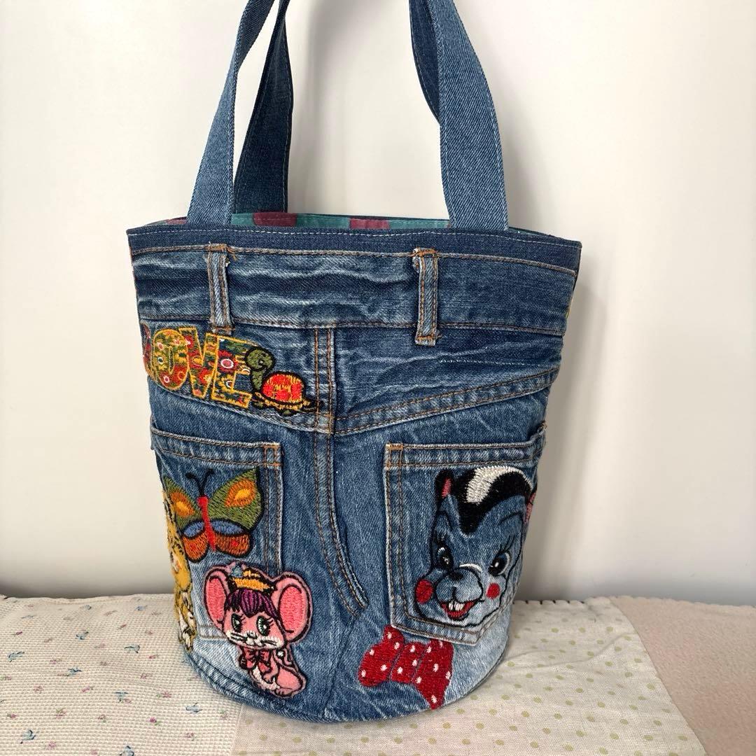 SA様お取り置き 丸底バッグ　デニムリメイク