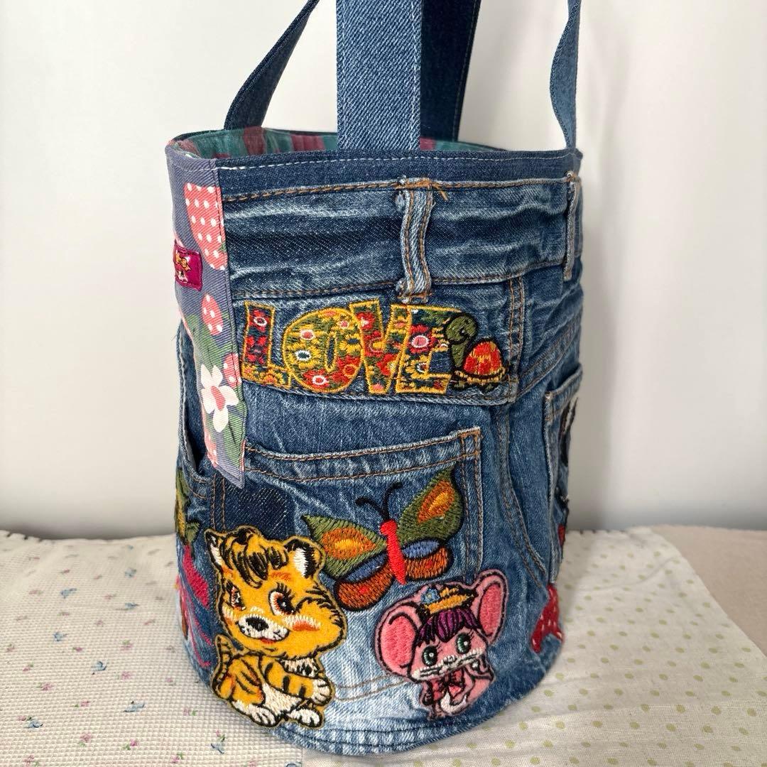 SA様お取り置き 丸底バッグ　デニムリメイク