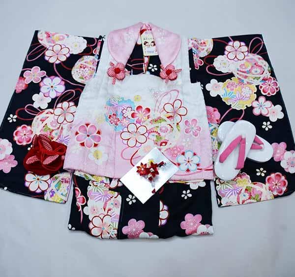 七五三 三歳 女児 被布着物フルセット 正絹 半衿伊達襟付き お仕立て無料