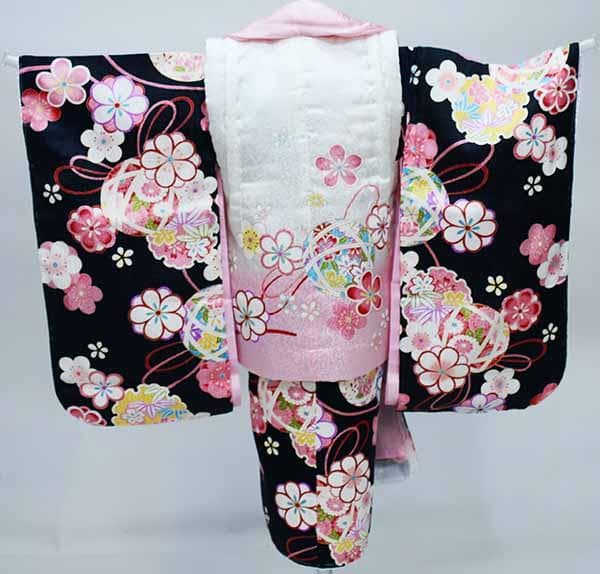 七五三 三歳 女児 被布着物フルセット 正絹 半衿伊達襟付き お仕立て無料