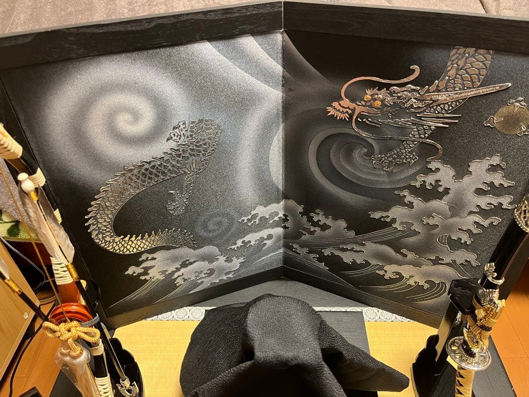 日曜日まで再お値下げ！美品！五月人形 着用兜　端午の節句収納平飾り